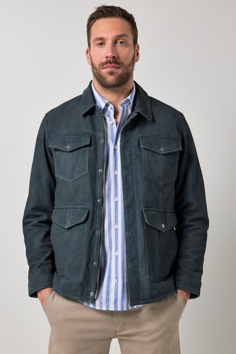 Moda za polnejše Jakna kožna s patentom plus velikost, xxl, Ulla Popken in Johann Popken (JP1880)