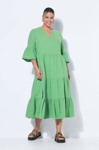 Moda za polnejše Haljina 3/4 rukavi A kroja duži model plus velikost, xxl, Ulla Popken in Johann Popken (JP1880)