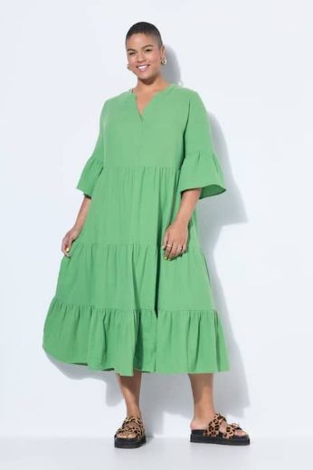 Moda za polnejše Haljina 3/4 rukavi A kroja duži model plus velikost, xxl, Ulla Popken in Johann Popken (JP1880)