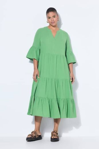 Moda za polnejše Haljina 3/4 rukavi A kroja duži model plus velikost, xxl, Ulla Popken in Johann Popken (JP1880)