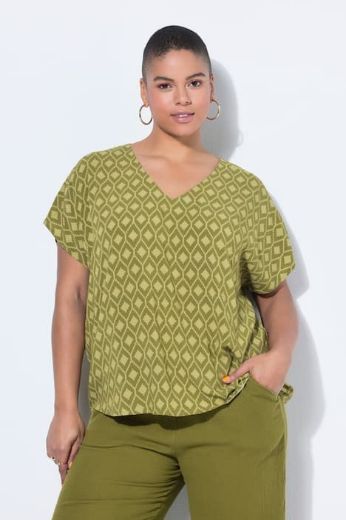 Moda za polnejše Bluza kratkih rukava V ovratnika plus velikost, xxl, Ulla Popken in Johann Popken (JP1880)