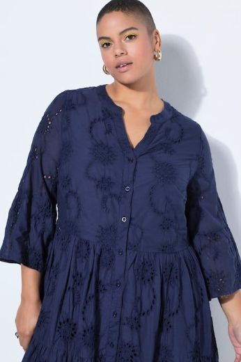 Moda za polnejše Haljina maxi 3/4 rukava na volane plus velikost, xxl, Ulla Popken in Johann Popken (JP1880)