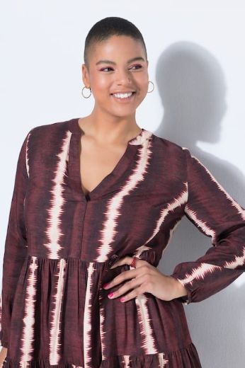 Moda za polnejše Haljina midi  dugih rukava V izreza plus velikost, xxl, Ulla Popken in Johann Popken (JP1880)