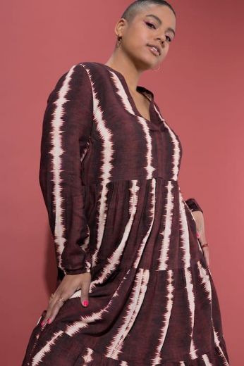 Moda za polnejše Haljina midi  dugih rukava V izreza plus velikost, xxl, Ulla Popken in Johann Popken (JP1880)