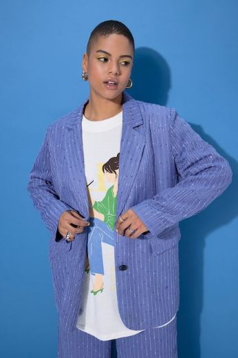 Moda za polnejše Sako šireg kroja na pruge plus velikost, xxl, Ulla Popken in Johann Popken (JP1880)