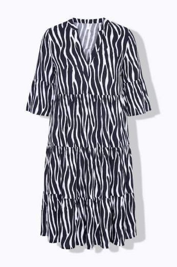 Moda za polnejše Haljina midi kratkih rukava zebra uzorka plus velikost, xxl, Ulla Popken in Johann Popken (JP1880)