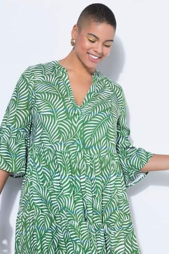 Moda za polnejše Haljina midi kratkih rukava V izreza plus velikost, xxl, Ulla Popken in Johann Popken (JP1880)