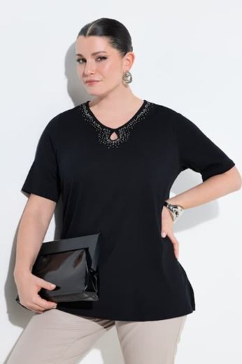 Moda za polnejše Majica kratkih rukava V izreza pamučna plus velikost, xxl, Ulla Popken in Johann Popken (JP1880)