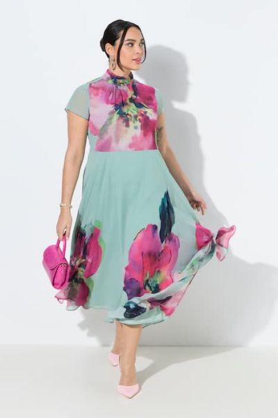 Slika Haljina elegantna maxi s povišenim  ovratnikom