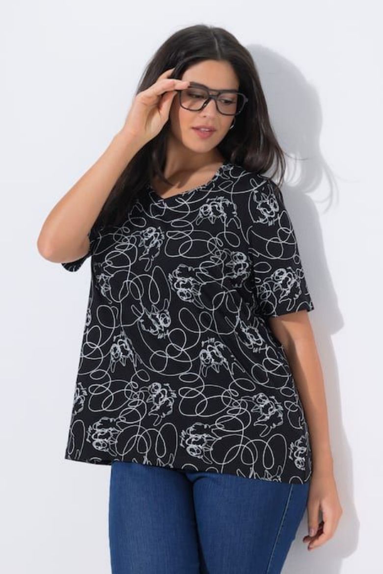 Moda za polnejše Majica kratkih rukava V izreza plus velikost, xxl, Ulla Popken in Johann Popken (JP1880)