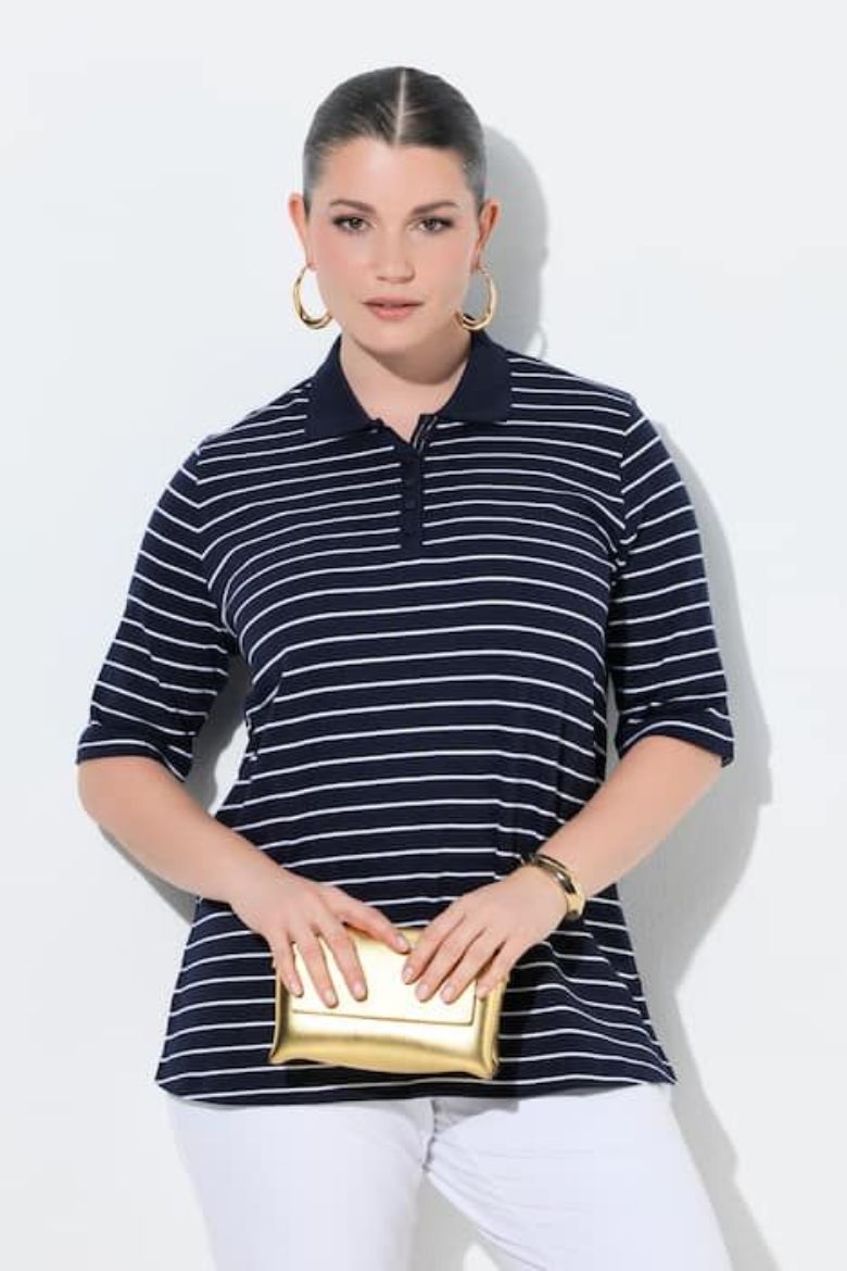 Moda za polnejše Majica kratkih rukava pamučna s kragnom plus velikost, xxl, Ulla Popken in Johann Popken (JP1880)