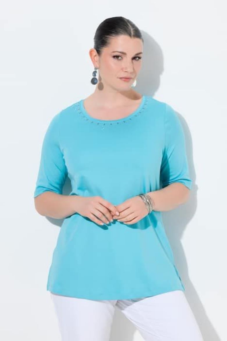 Moda za polnejše Majica kratkih rukava s ukrasima pamučna plus velikost, xxl, Ulla Popken in Johann Popken (JP1880)