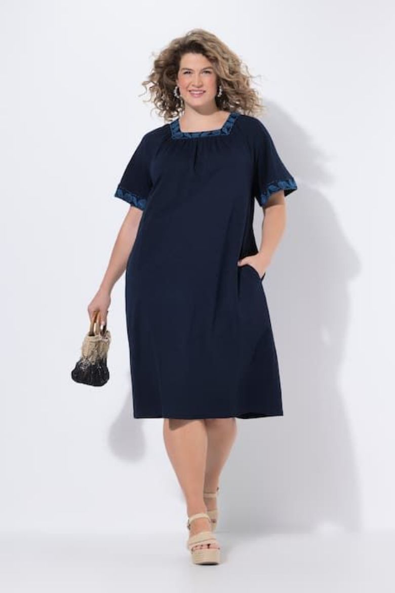 Moda za polnejše Haljina midi kratkih rukava plus velikost, xxl, Ulla Popken in Johann Popken (JP1880)