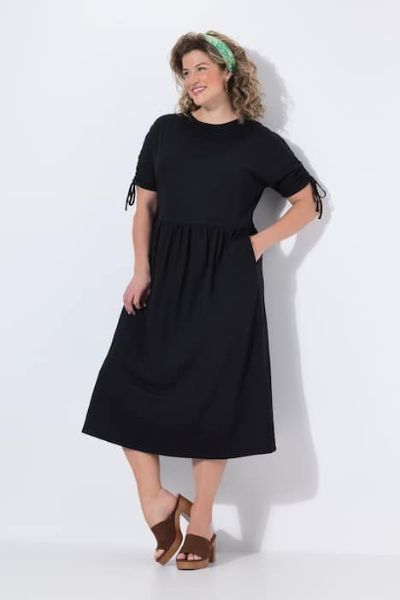 Slika Haljina midi kratkih rukava s ukrasima pamučna