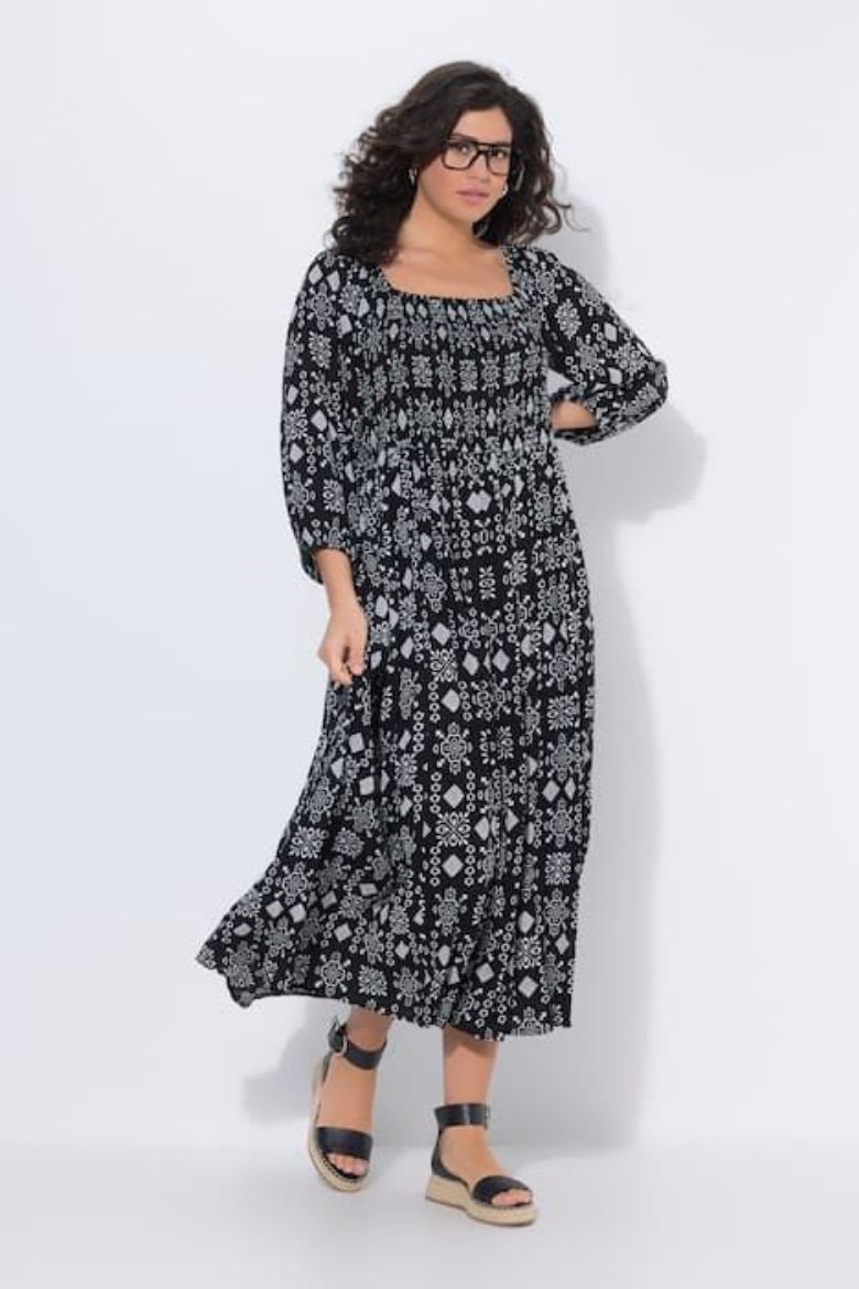 Moda za polnejše Haljina midi 3/4 rukavi plus velikost, xxl, Ulla Popken in Johann Popken (JP1880)