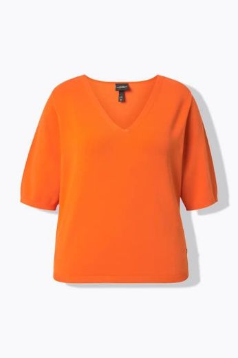 Moda za polnejše Pulover polu rukava V ovratnika plus velikost, xxl, Ulla Popken in Johann Popken (JP1880)