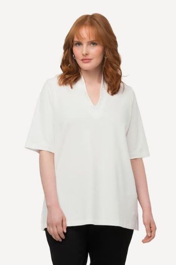 Moda za polnejše Majica s ukrasima na ovratniku kratki rukavi plus velikost, xxl, Ulla Popken in Johann Popken (JP1880)