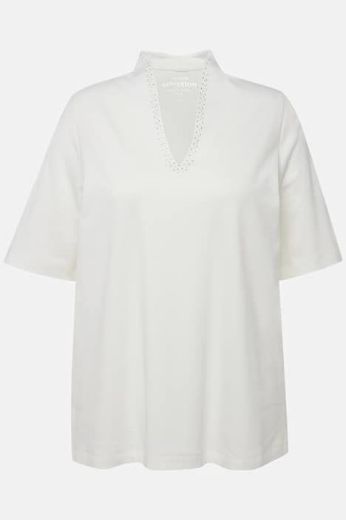 Moda za polnejše Majica s ukrasima na ovratniku kratki rukavi plus velikost, xxl, Ulla Popken in Johann Popken (JP1880)