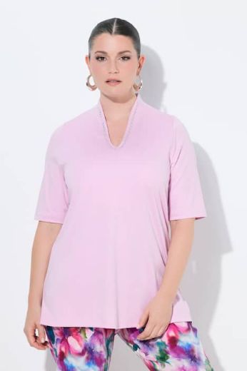 Moda za polnejše Majica s ukrasima na ovratniku kratki rukavi plus velikost, xxl, Ulla Popken in Johann Popken (JP1880)