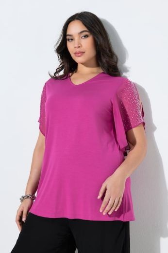 Moda za polnejše Bluza svečana s ukrasima na rukavima plus velikost, xxl, Ulla Popken in Johann Popken (JP1880)