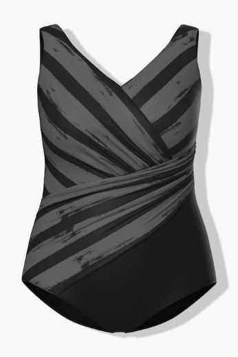 Moda za polnejše Kupaći kostim jednodijelni s prugama plus velikost, xxl, Ulla Popken in Johann Popken (JP1880)