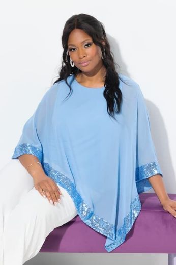 Moda za polnejše Bluza od šifona A kroja plus velikost, xxl, Ulla Popken in Johann Popken (JP1880)