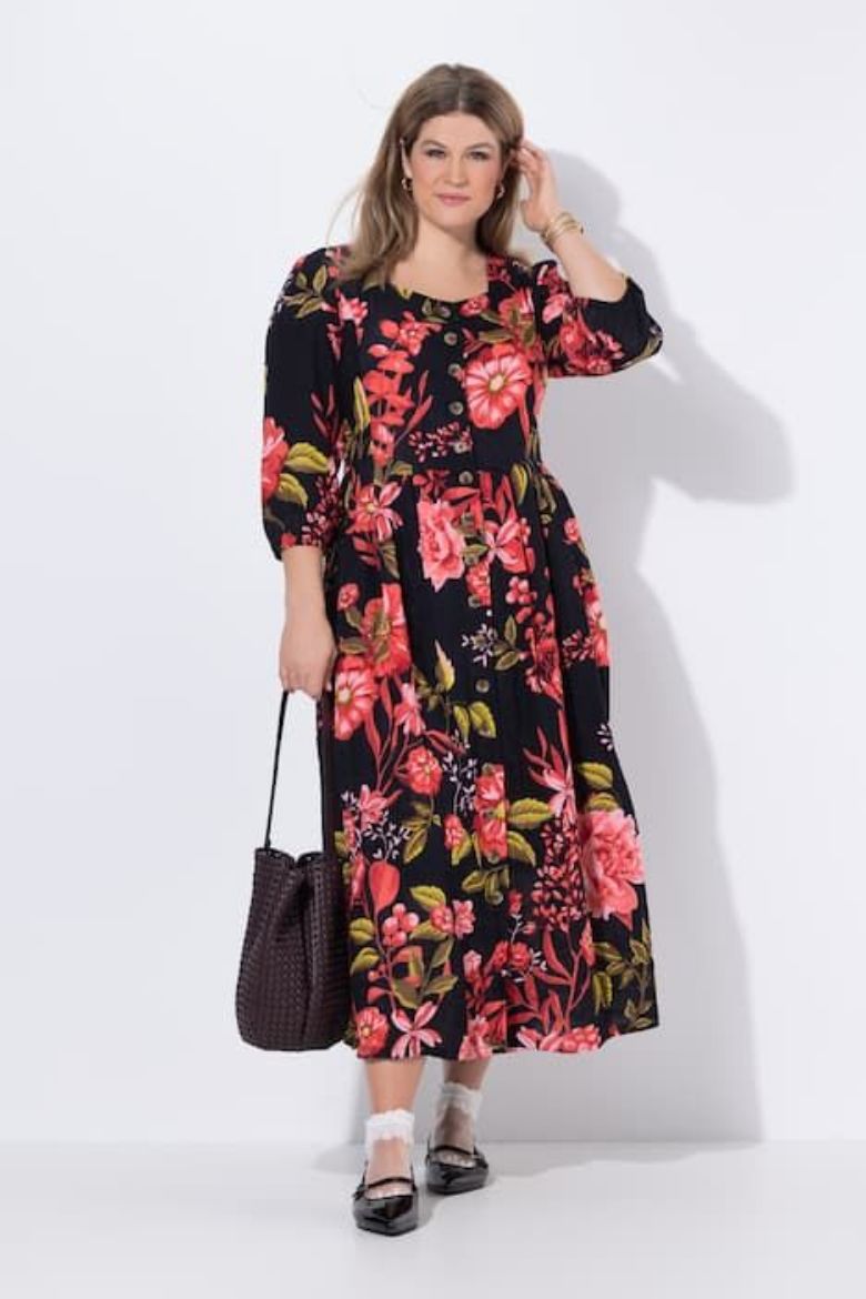 Moda za polnejše Haljina 3/4 rukava okrulog izreza plus velikost, xxl, Ulla Popken in Johann Popken (JP1880)