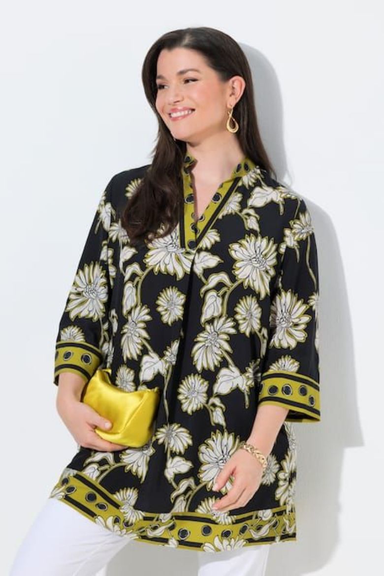 Moda za polnejše Tunika elegantna 3/4 rukava A kroja s kragnom plus velikost, xxl, Ulla Popken in Johann Popken (JP1880)