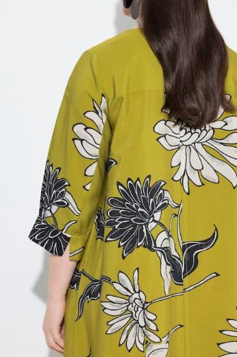 Moda za polnejše Haljina elegantna midi 3/4 rukavi V izrez cvjetni uzorak plus velikost, xxl, Ulla Popken in Johann Popken (JP1880)
