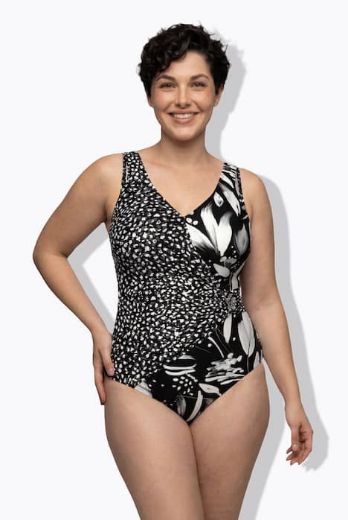 Moda za polnejše Kupaći kostim jednodijelni s ukrasom plus velikost, xxl, Ulla Popken in Johann Popken (JP1880)