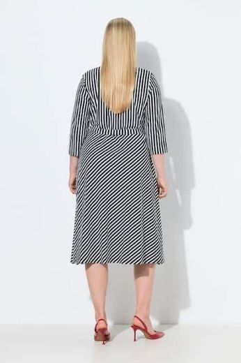 Moda za polnejše Haljina midi 3/4 rukava A kroja prugasta plus velikost, xxl, Ulla Popken in Johann Popken (JP1880)
