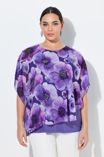 Moda za polnejše Bluza elegantna kratkih rukava dvoslojna cvjetnog printa plus velikost, xxl, Ulla Popken in Johann Popken (JP1880)