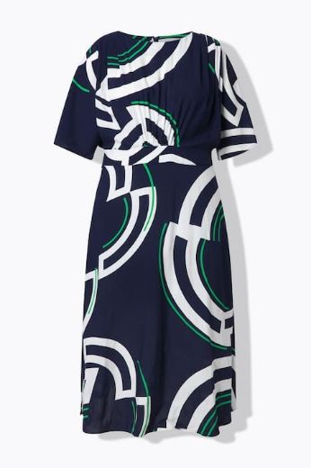 Moda za polnejše Haljina elegantna midi kratkih rukava A kroja plus velikost, xxl, Ulla Popken in Johann Popken (JP1880)