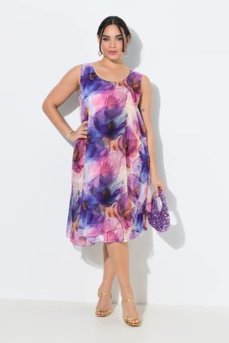 Moda za polnejše Haljina midi bez rukava A kroja plus velikost, xxl, Ulla Popken in Johann Popken (JP1880)