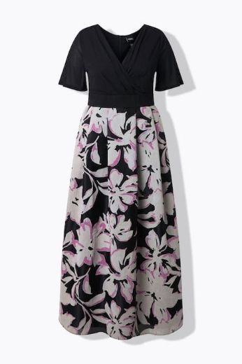 Moda za polnejše Haljina maxi kratkih rukava plus velikost, xxl, Ulla Popken in Johann Popken (JP1880)