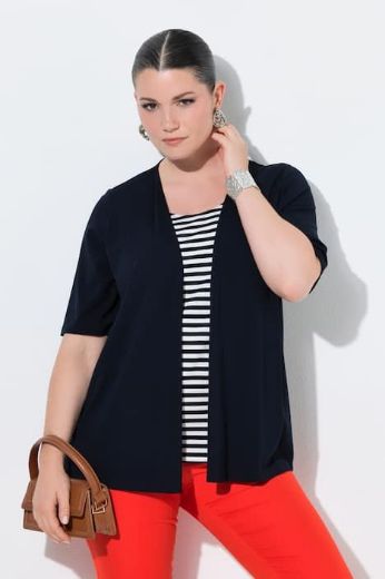 Moda za polnejše Majica 2u1 na pruge plus velikost, xxl, Ulla Popken in Johann Popken (JP1880)