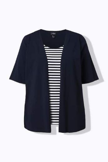 Moda za polnejše Majica 2u1 na pruge plus velikost, xxl, Ulla Popken in Johann Popken (JP1880)