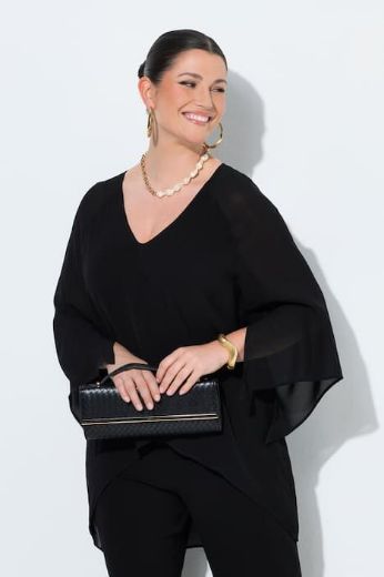 Moda za polnejše Bluza dvoslojna 3/4 rukavi V izrez plus velikost, xxl, Ulla Popken in Johann Popken (JP1880)