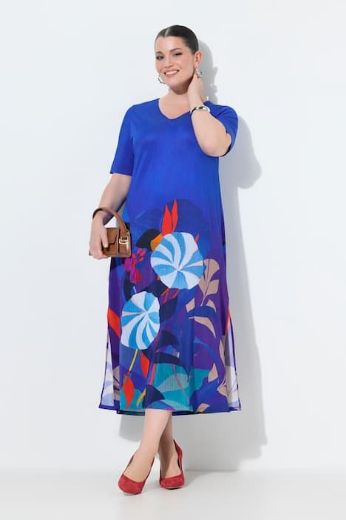 Moda za polnejše Haljina midi poludugih rukava V izrez plus velikost, xxl, Ulla Popken in Johann Popken (JP1880)