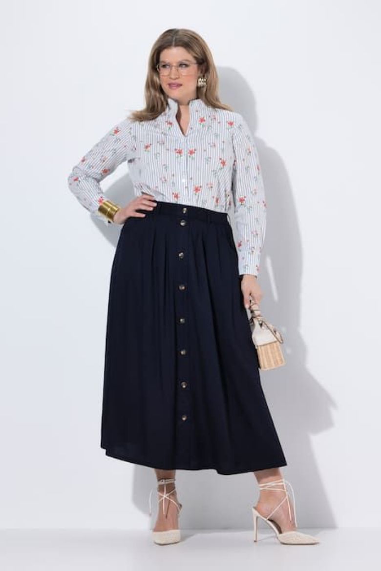 Moda za polnejše Haljina maxi kopčanje na gumbe plus velikost, xxl, Ulla Popken in Johann Popken (JP1880)