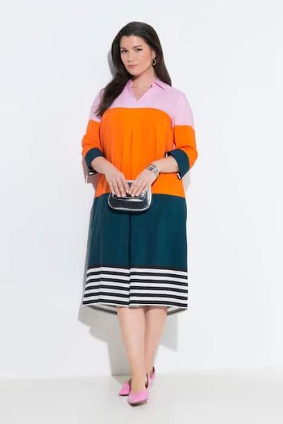 Slika Haljina midi 3/4 rukavi s kragnom