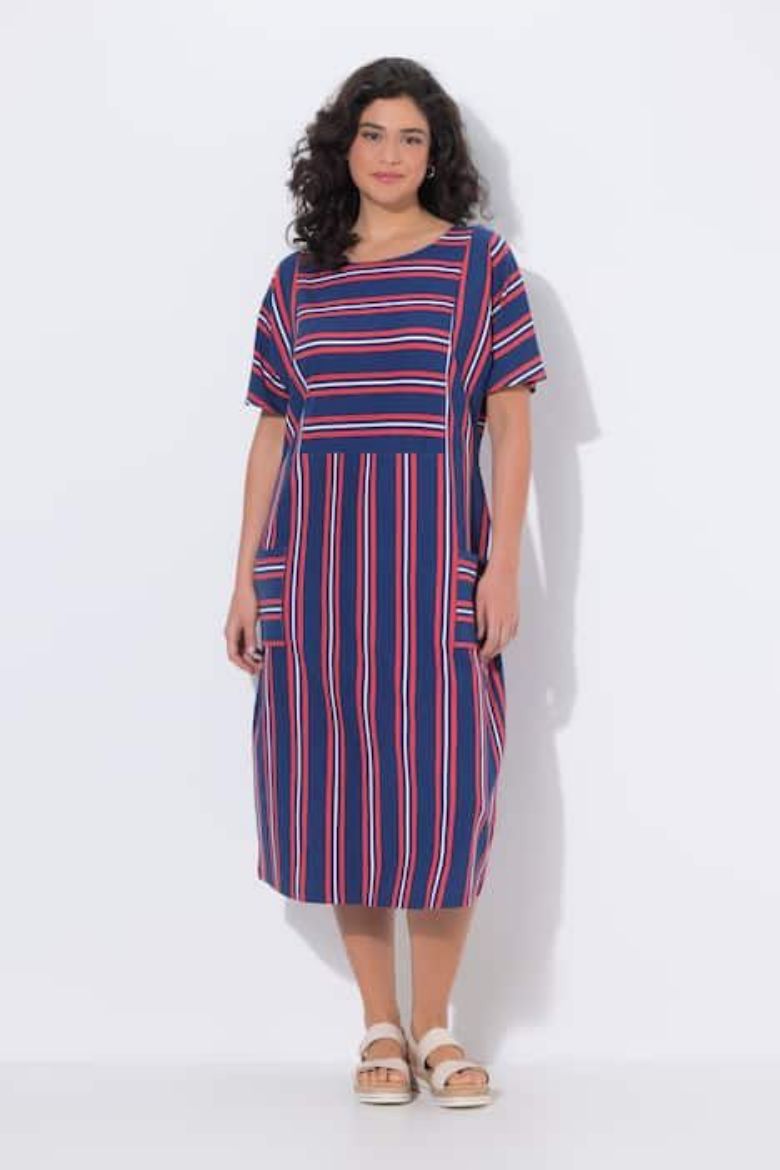 Moda za polnejše Haljina midi polurukavi prugasta plus velikost, xxl, Ulla Popken in Johann Popken (JP1880)