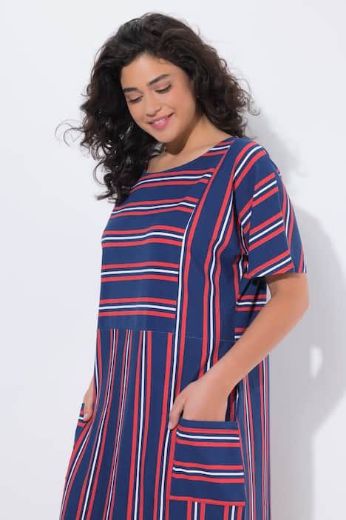 Moda za polnejše Haljina midi polurukavi prugasta plus velikost, xxl, Ulla Popken in Johann Popken (JP1880)