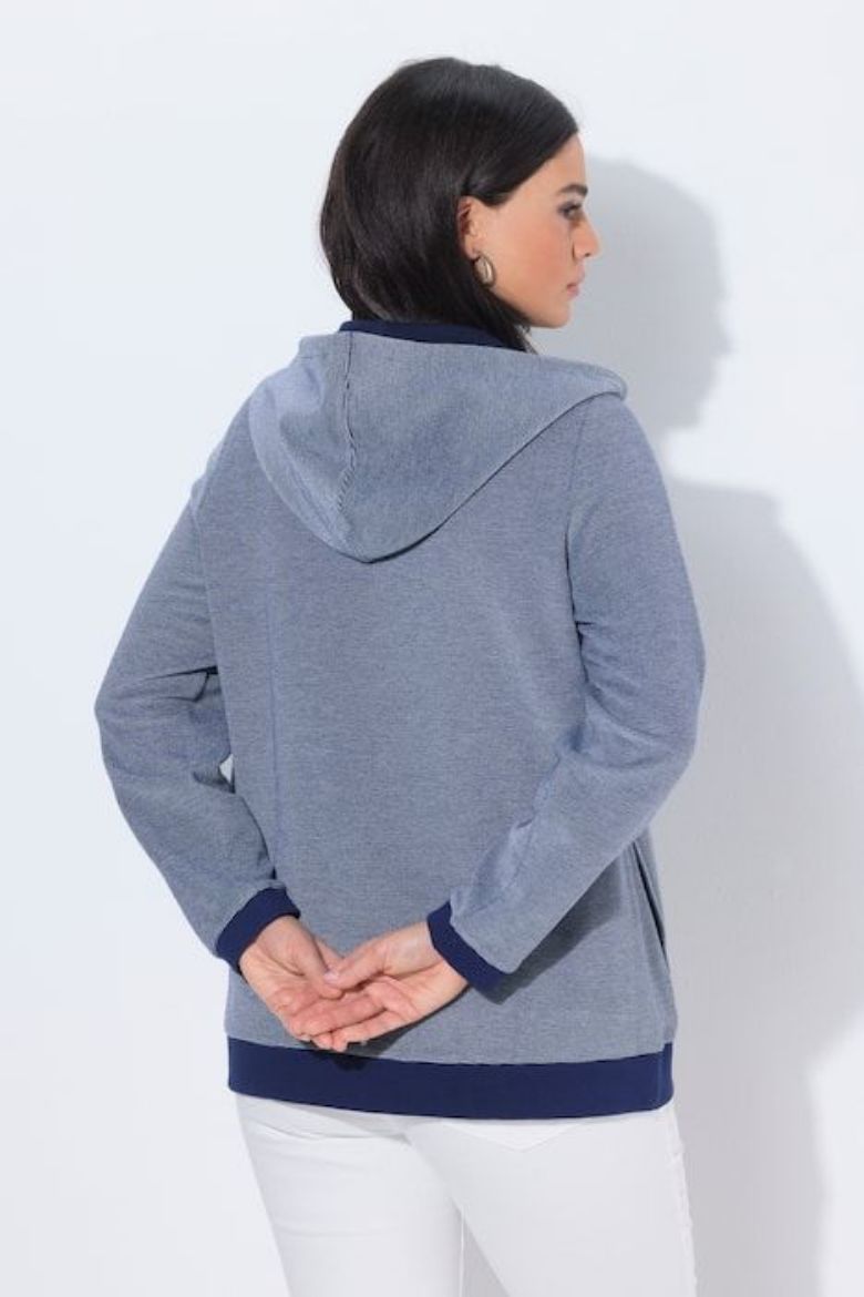 Moda za polnejše Majica dugih rukava patent zatvarač s kapuljačom plus velikost, xxl, Ulla Popken in Johann Popken (JP1880)