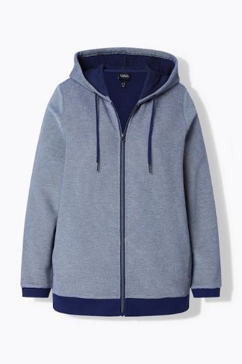 Moda za polnejše Majica dugih rukava patent zatvarač s kapuljačom plus velikost, xxl, Ulla Popken in Johann Popken (JP1880)