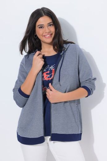 Moda za polnejše Majica dugih rukava patent zatvarač s kapuljačom plus velikost, xxl, Ulla Popken in Johann Popken (JP1880)