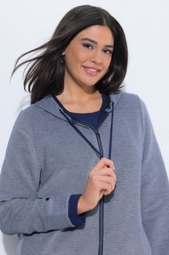 Moda za polnejše Majica dugih rukava patent zatvarač s kapuljačom plus velikost, xxl, Ulla Popken in Johann Popken (JP1880)