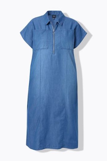 Moda za polnejše Haljina midi sa patentom traper izgled plus velikost, xxl, Ulla Popken in Johann Popken (JP1880)