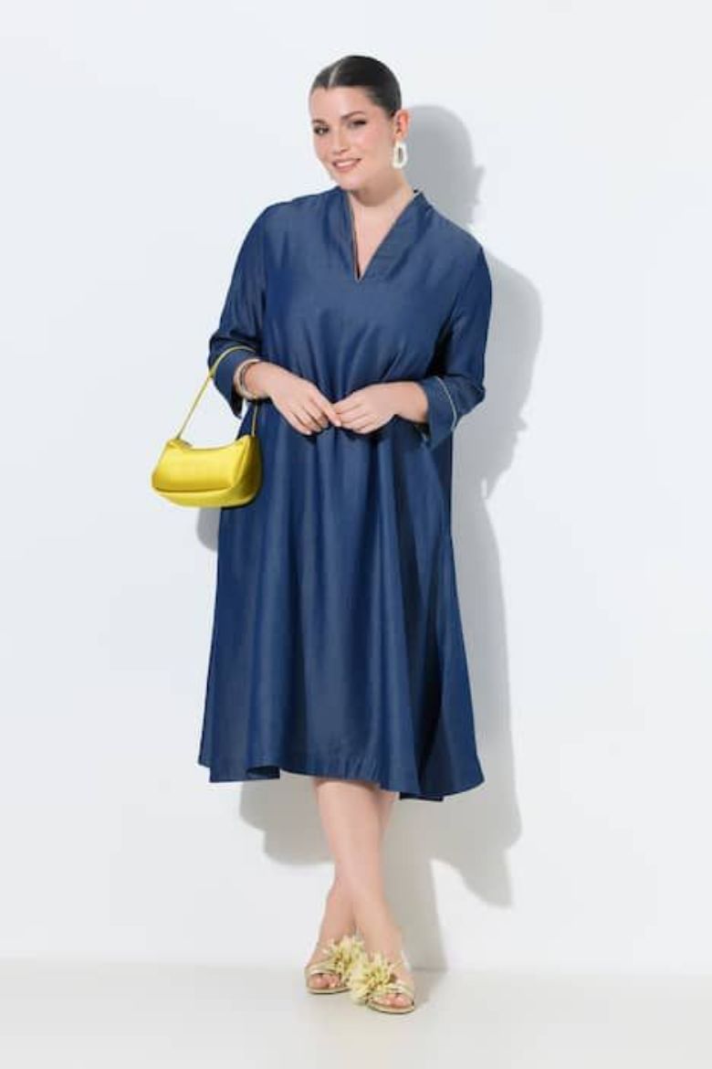 Moda za polnejše Haljina 3/4 rukavi traper izgled plus velikost, xxl, Ulla Popken in Johann Popken (JP1880)