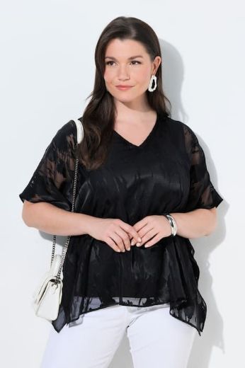 Moda za polnejše Bluza kratkih rukava V izrez dvoslojna plus velikost, xxl, Ulla Popken in Johann Popken (JP1880)